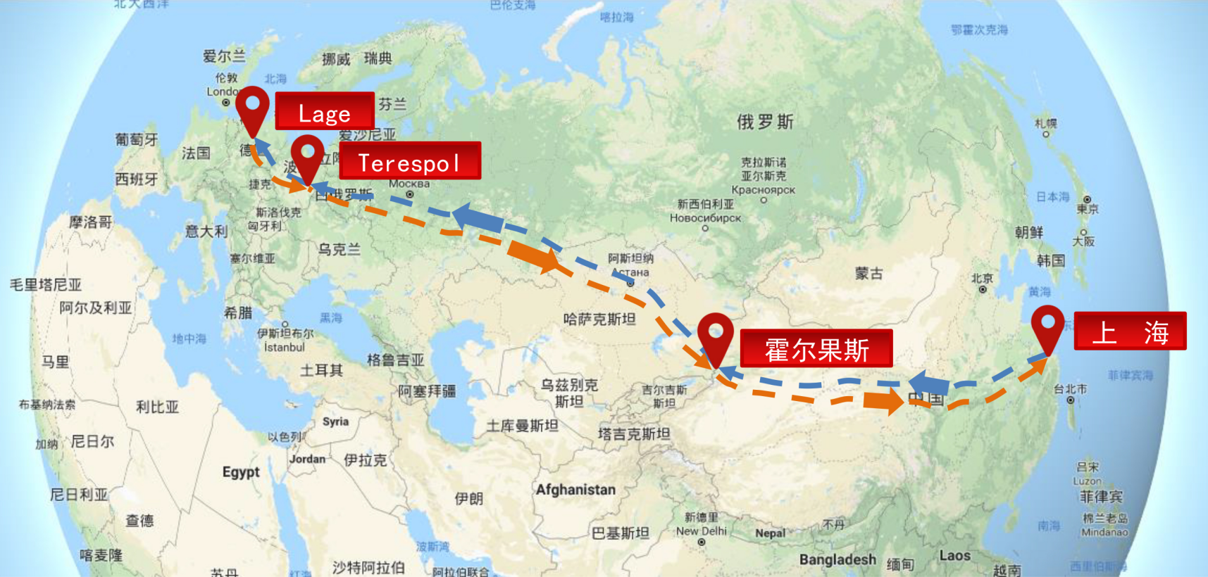 中歐班列路線圖高清